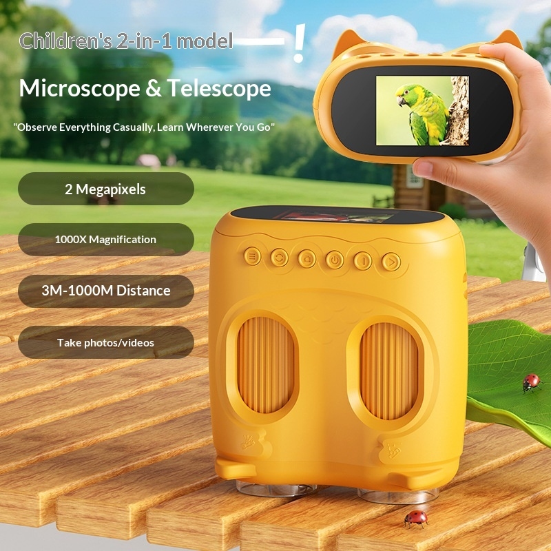 Kids Outdoor Microscope - Binocolo Educativo 2-in-1 per Bambini: Fotocamera