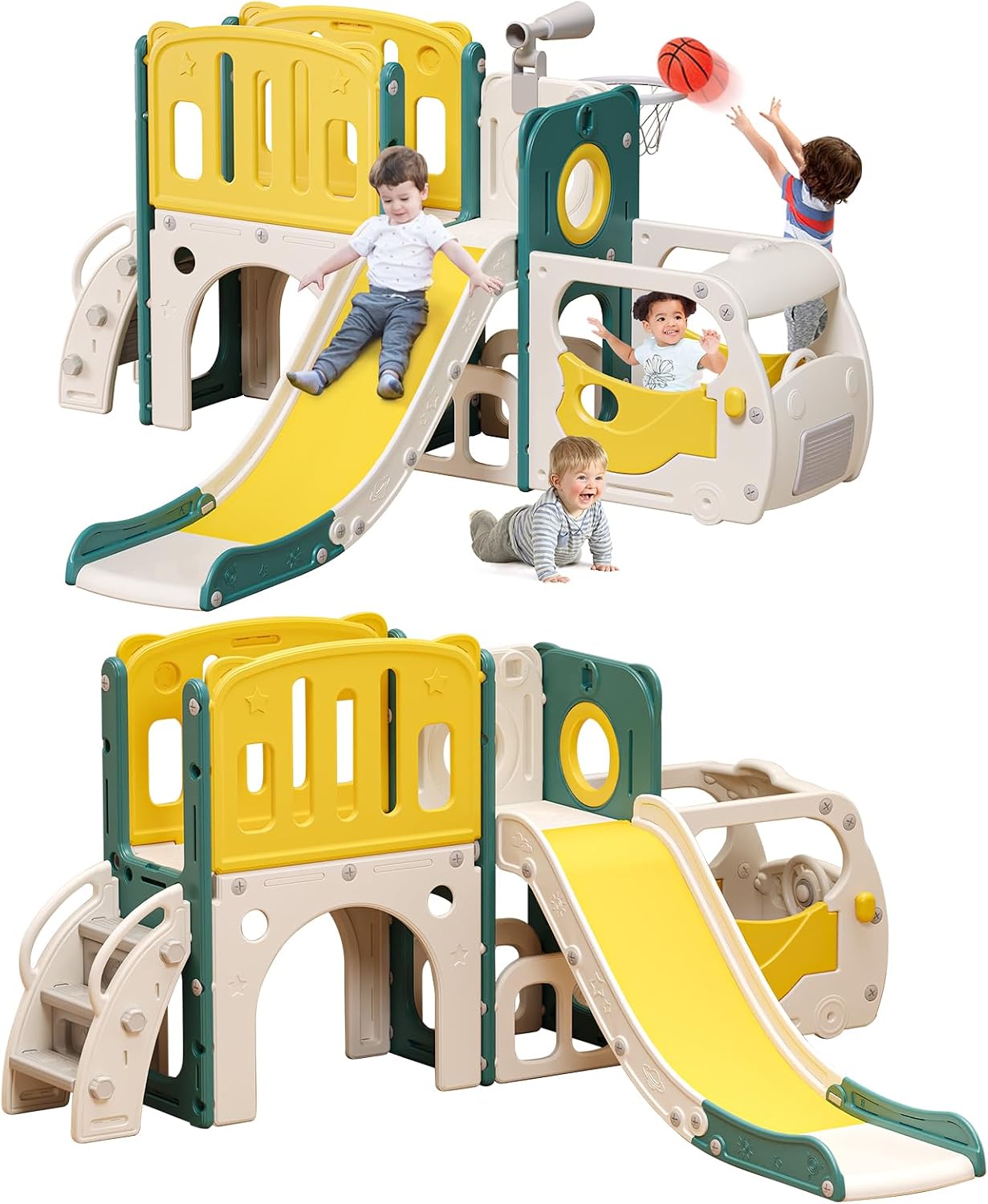 Kids Outdoor Climber - Scivolo per Bambini a Tema Autobus