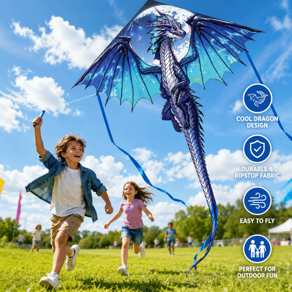 Kite Easy Fly Kids - Aquilone a Forma di Drago Blu