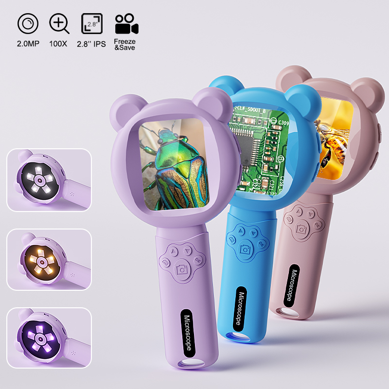 Kids Outdoor Microscope - Lente d'ingrandimento digitale per bambini, schermo