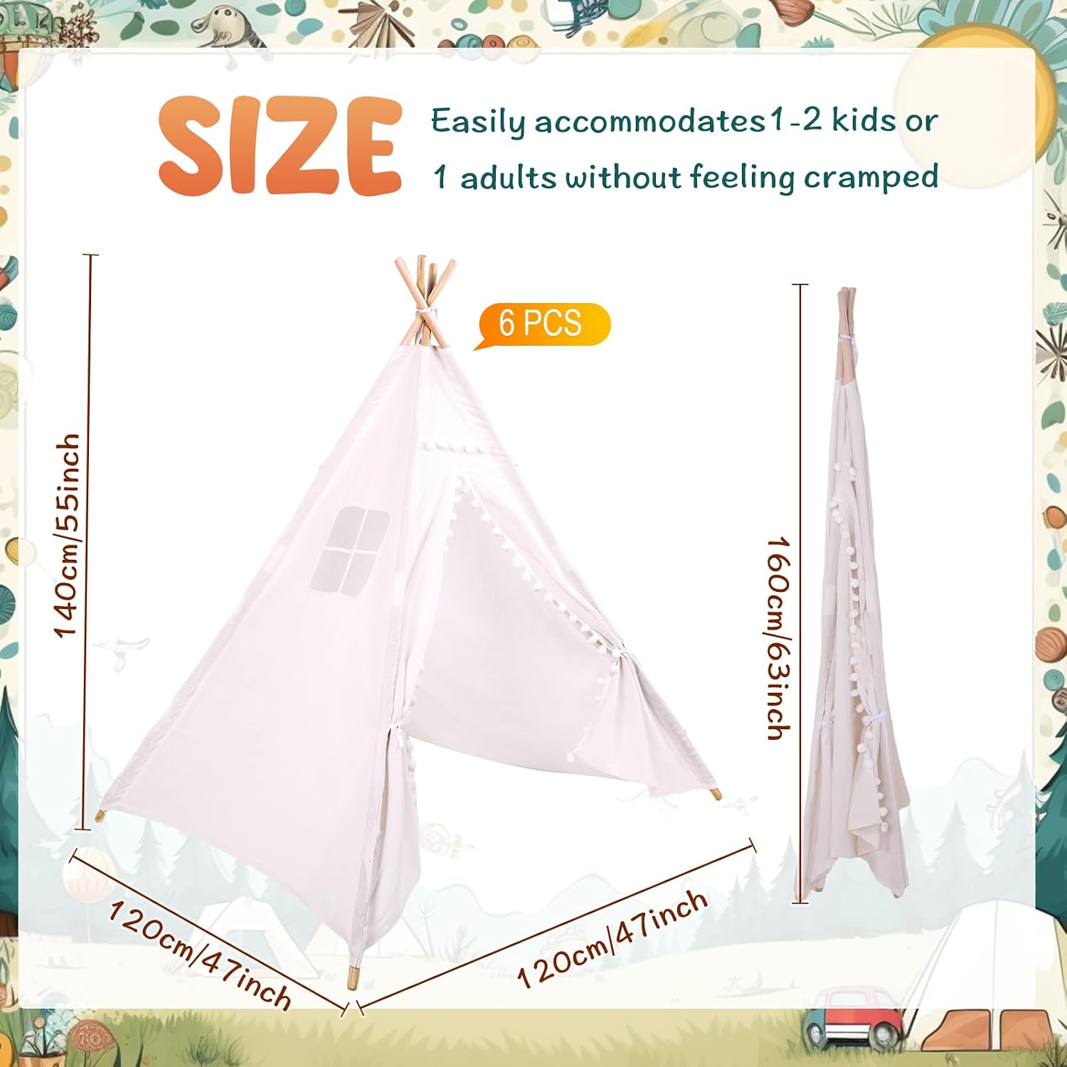 Windyun 6 Pcs Kids Teepee Tent - Kids Outdoor Tent recensione e prezzo